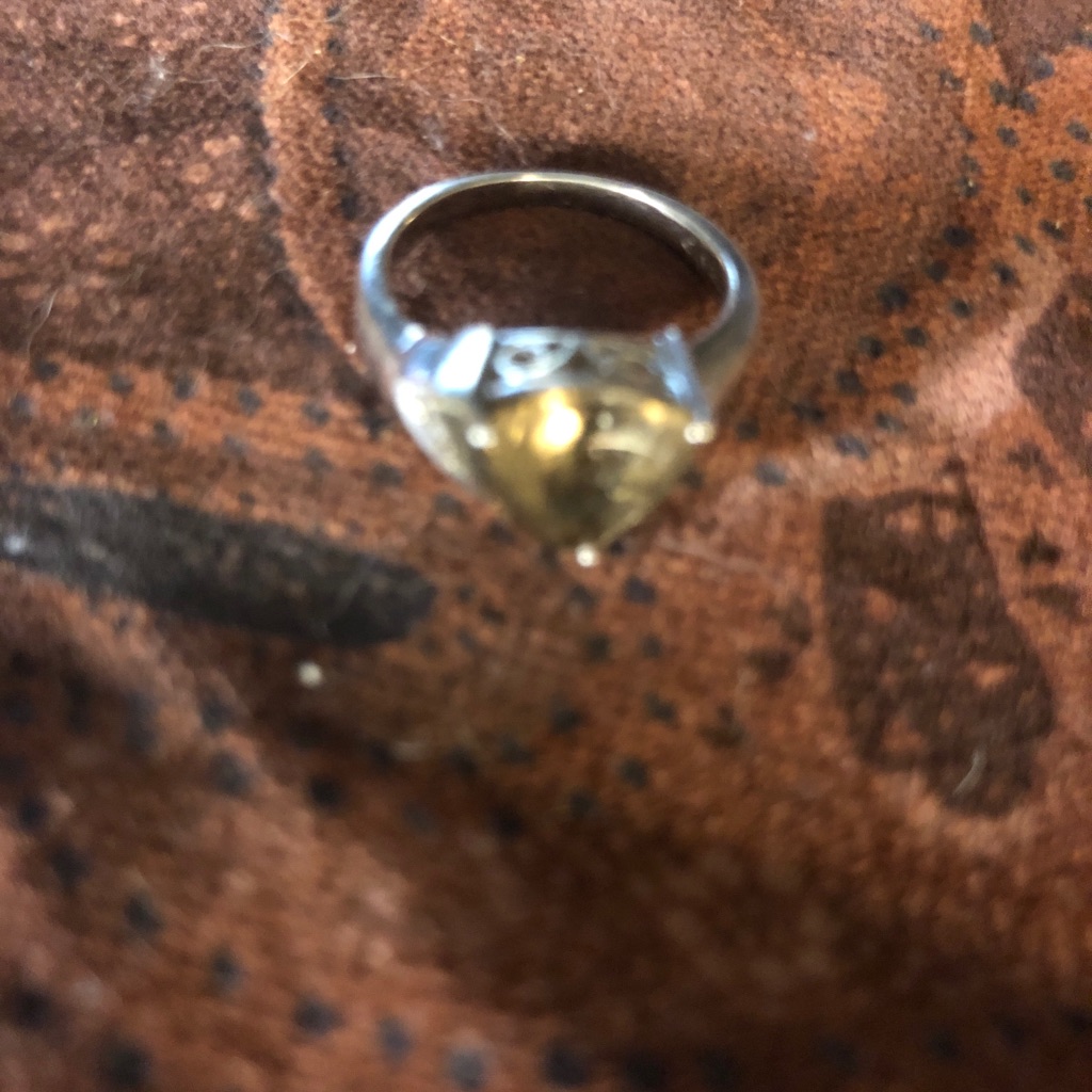 14kt Gold And Ss Smokey Quartz And Diamond Ring